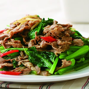 油菜炒羊肉片