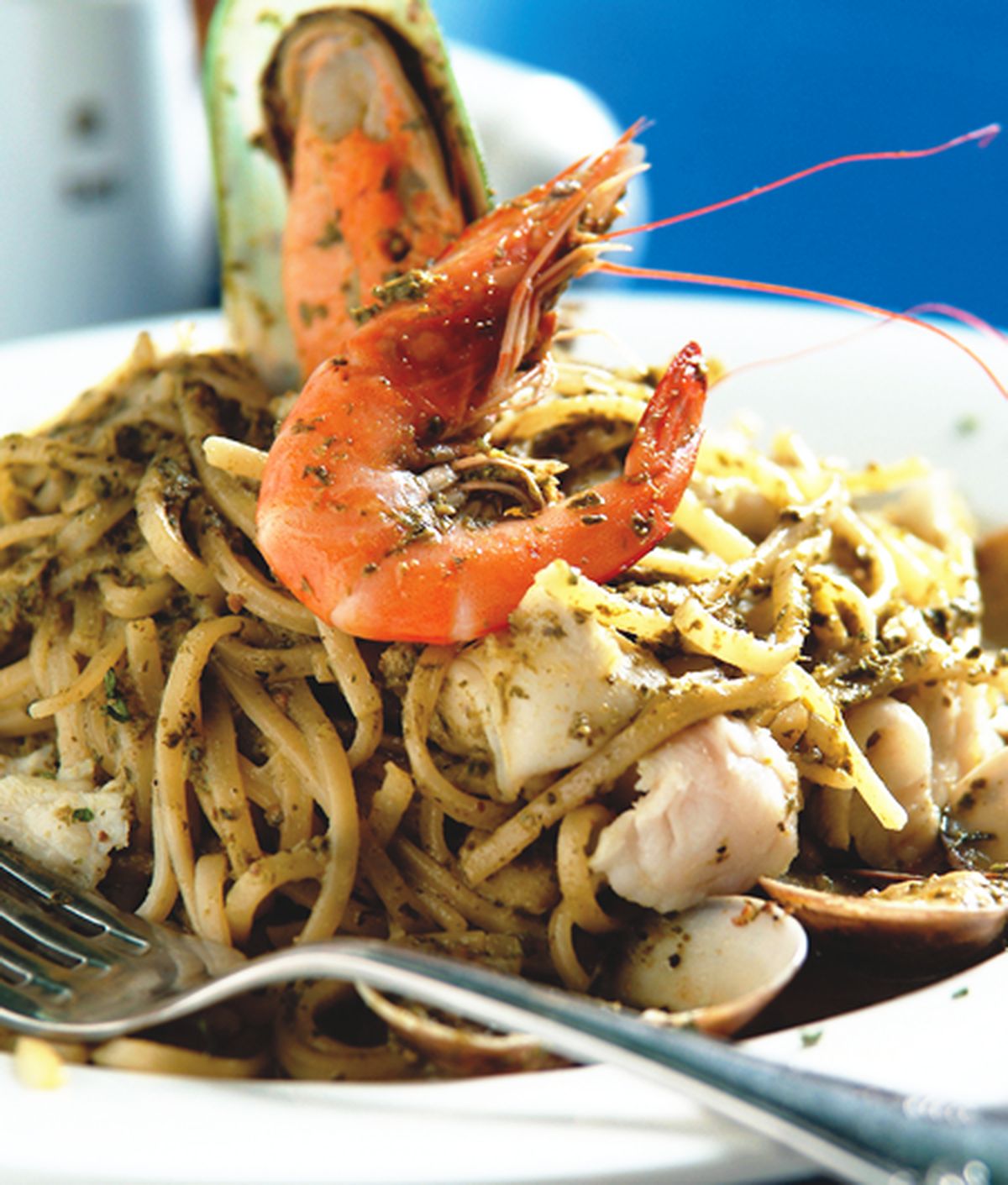 食譜:青醬海鮮麵